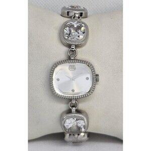 Women's Ecko Unltd Rectangle Silver Tone Crystal Rhinestone Bracelet Watch 04